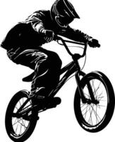 ai gegenereerd silhouet bmx fiets springt in de lucht zwart kleur enkel en alleen vol lichaam vector