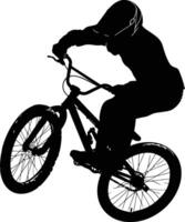 ai gegenereerd silhouet bmx fiets springt in de lucht zwart kleur enkel en alleen vol lichaam vector