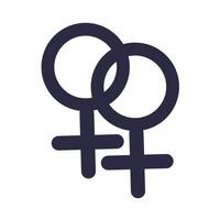 twee vrouw symbolen. lesbienne geslacht icoon. lgbt stel, homoseksueel oriëntering concept. vector illustratie.