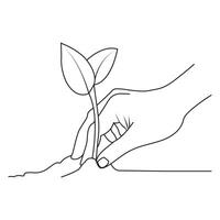 doorlopend single lijn tekening van groeit planten met hand- vector illustratie