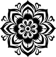 mandala - zwart en wit geïsoleerd icoon - vector illustratie