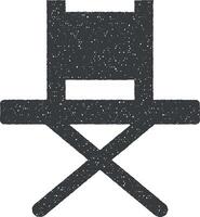vouwen stoel glyph icoon vector illustratie in postzegel stijl