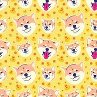 shiba inu hoofd met rubber geel rubber eend naadloos patroon vector