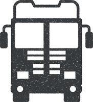 voorkant visie vrachtwagen, auto icoon vector illustratie in postzegel stijl