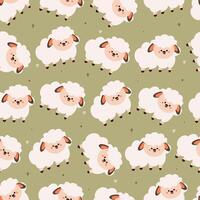 naadloos patroon tekenfilm schapen. schattig dier behang voor textiel, geschenk inpakken papier vector