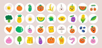 gezond voedsel stickers vector