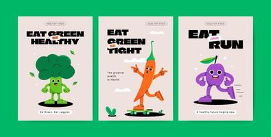 gezond voedsel tekens poster reeks vector