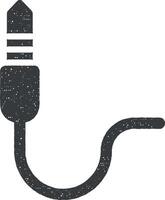muziek- festival, kabel, jack verbindingsstuk, verbinding icoon vector illustratie in postzegel stijl
