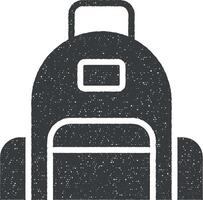 muziek- festival, rugzak, bagage, reizen icoon vector illustratie in postzegel stijl