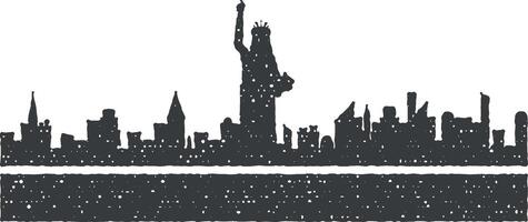 nieuw york gedetailleerd horizon icoon vector illustratie in postzegel stijl