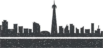 Toronto gedetailleerd horizon icoon vector illustratie in postzegel stijl