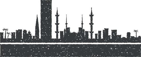 Riyadh gedetailleerd horizon icoon vector illustratie in postzegel stijl