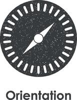 kompas, oriëntering vector icoon illustratie met postzegel effect