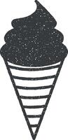 ijsje icoon vector illustratie in postzegel stijl