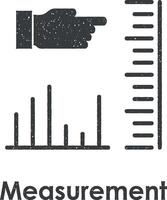 meting, hand, tabel vector icoon illustratie met postzegel effect