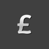 pond sterling symbool icoon in metalen grijs kleur stijl. uk valuta Brittannië vector