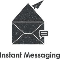 envelop, opmerking, ogenblik berichten vector icoon illustratie met postzegel effect