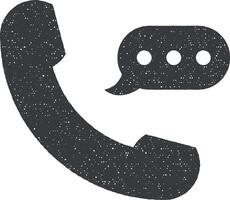 handset, communicatie, bedrijf vector icoon illustratie met postzegel effect