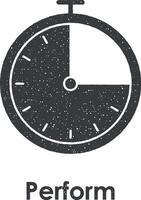 tijdopnemer, stopwatch, uitvoeren vector icoon illustratie met postzegel effect
