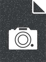 camera Aan document vector icoon illustratie met postzegel effect
