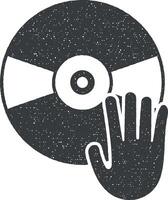 dj s hand- vector icoon illustratie met postzegel effect