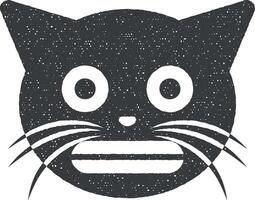 grijns kat vector icoon illustratie met postzegel effect