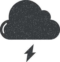 wolk, storm, bliksem vector icoon illustratie met postzegel effect