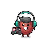 gehaktbal gamer-mascotte met een gamecontroller vector