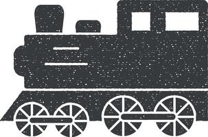 stoom- locomotief vector icoon illustratie met postzegel effect