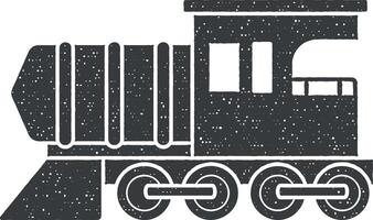 stoom- locomotief vector icoon illustratie met postzegel effect