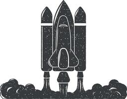raket vector icoon illustratie met postzegel effect