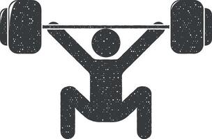 atleet met een barbell vector icoon illustratie met postzegel effect