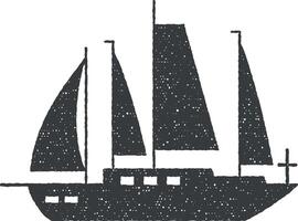 water vervoer, het zeilen schip vector icoon illustratie met postzegel effect