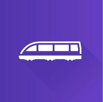 tram vlak kleur icoon lang schaduw vector illustratie