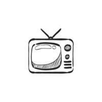 hand- getrokken schetsen icoon televisie vector