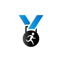 atletisch medaille icoon in duo toon kleur. sport triatlon marathon vector