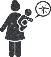 baby, zika, aedes, vrouw icoon vector illustratie in postzegel stijl