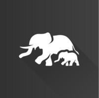 olifant vlak kleur icoon lang schaduw vector illustratie