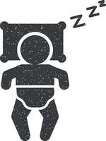 baby, slaap icoon vector illustratie in postzegel stijl