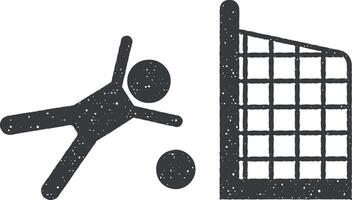 kind, bal, Amerikaans voetbal, spel icoon vector illustratie in postzegel stijl