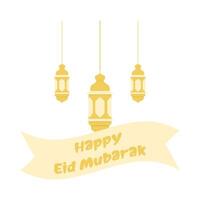 gelukkig eid mubarak groeten met lantaarn illustratie vector