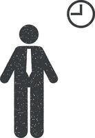 pictogram van zakenman, Holding icoon vector illustratie in postzegel stijl