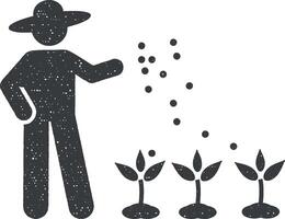 gewassen, landbouw, cultiveren icoon vector illustratie in postzegel stijl