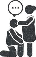moeder, vader, moederschap, liefde icoon vector illustratie in postzegel stijl