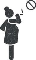 roken, moeder, nee, moederlijk icoon vector illustratie in postzegel stijl