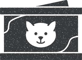 voedsel, kat icoon vector illustratie in postzegel stijl