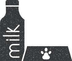 melk, kom icoon vector illustratie in postzegel stijl