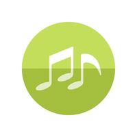 muziek- aantekeningen icoon in vlak kleur cirkel stijl. musical lakens teken crotchets trilling vector
