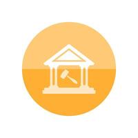 veiling huis icoon in vlak kleur cirkel stijl. bedrijf bieden markt rechtbank regering vector