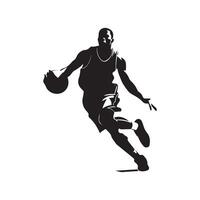 basketbal speler silhouet vector illustratie.